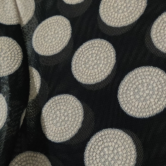 Adele & May sheer short sleeved navy blue & white dots shirt 1X - Picture 5 of 7